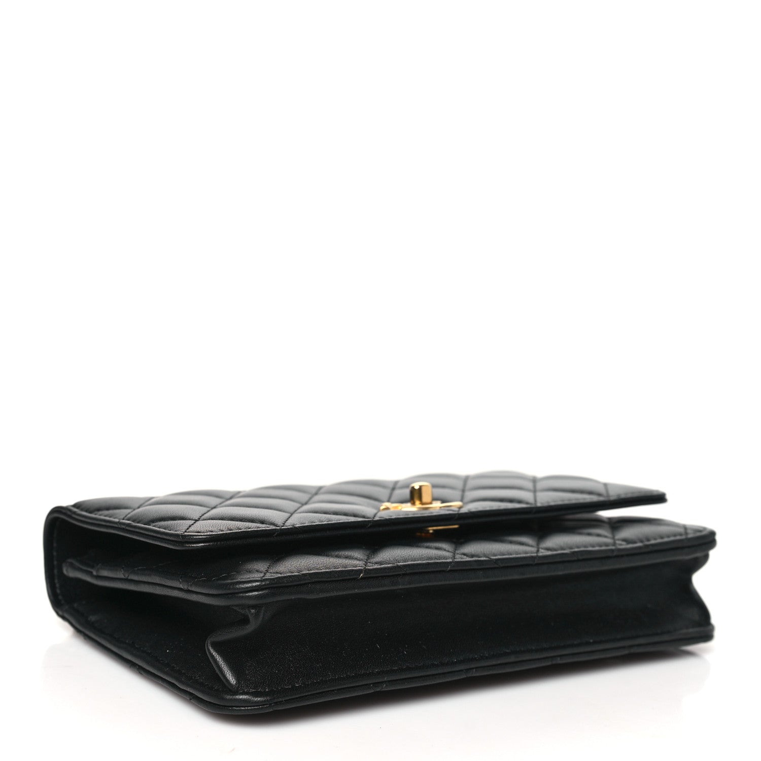 Chanel Lambskin Quilted Sweet Camellia Wallet On Chain WOC Black 4 of 13
