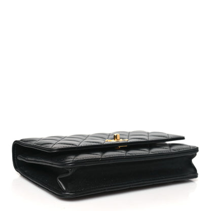 Chanel Lambskin Quilted Sweet Camellia Wallet On Chain WOC Black 4 of 13