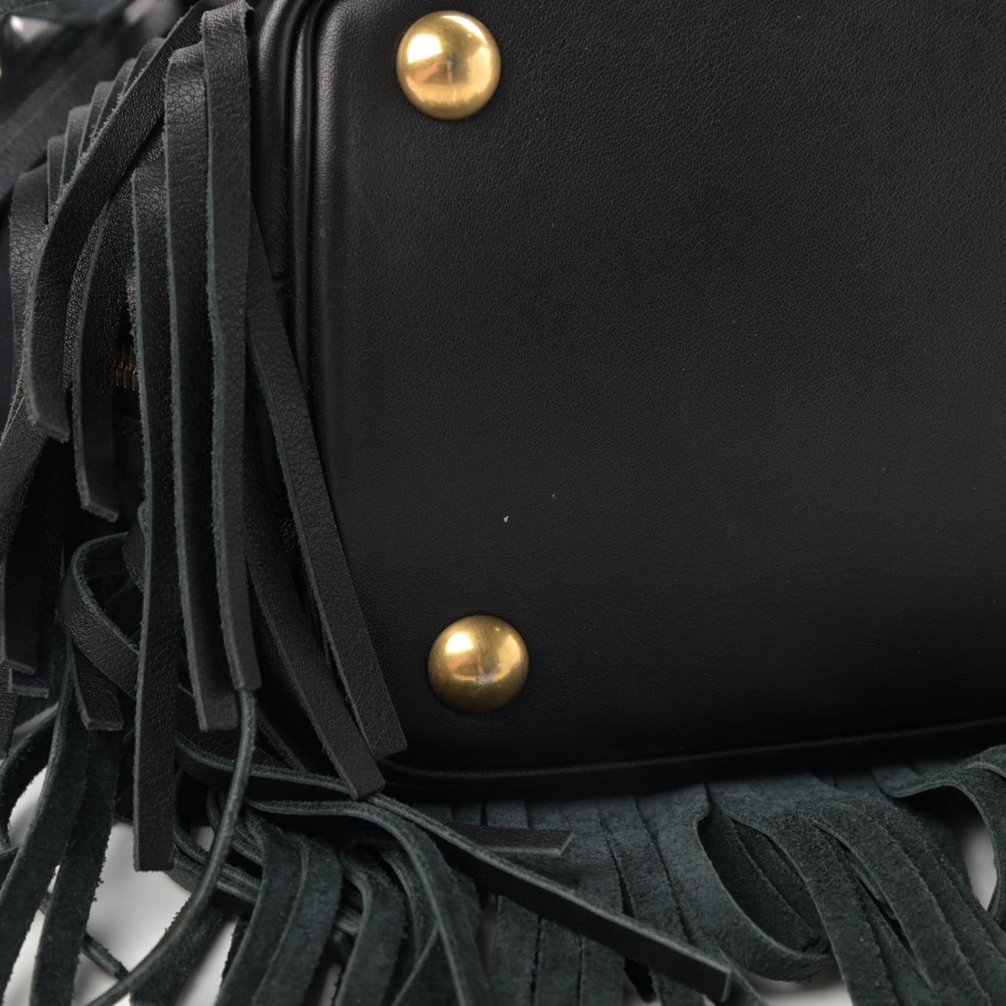 Calfskin Small Emmanuelle Fringe Hobo Bag Black