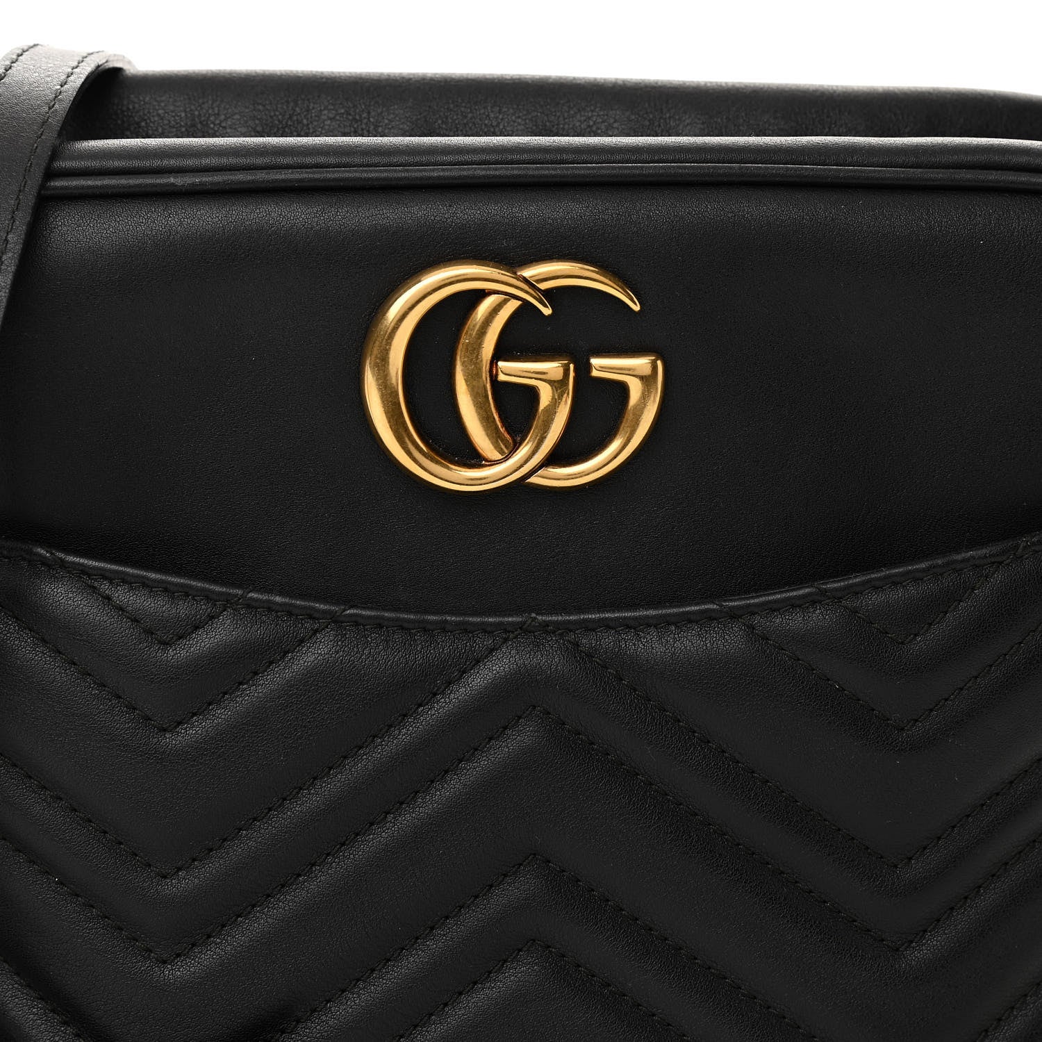 Gucci Calfskin Matelasse Medium GG Marmont Chain Shoulder Bag Black 7 of 9