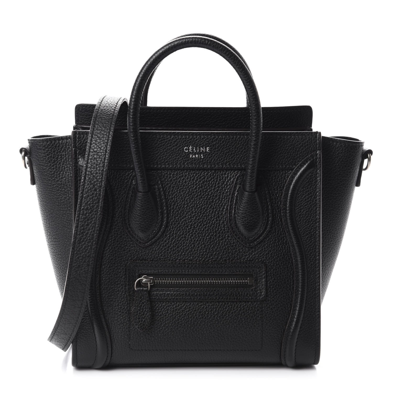 Celine Drummed Calfskin Nano Luggage Black 1 of 10