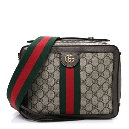 Gucci GG Supreme Monogram Web Small Ophidia Top Handle Shoulder Bag Brown 1 of 10