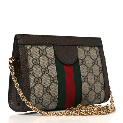 Gucci GG Supreme Monogram Textured Dollar Calfskin Web Mini Ophidia Chain Shoulder Bag Beige Ebony New Acero 3 of 6