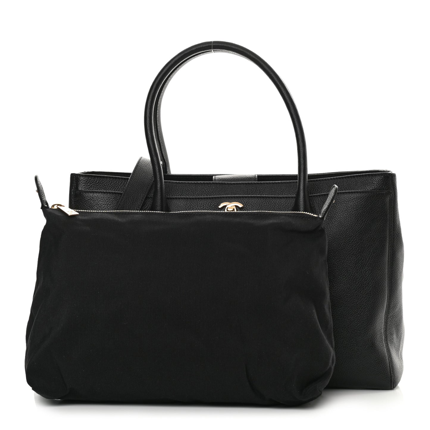 Calfskin Cerf Executive Shopper Tote Black