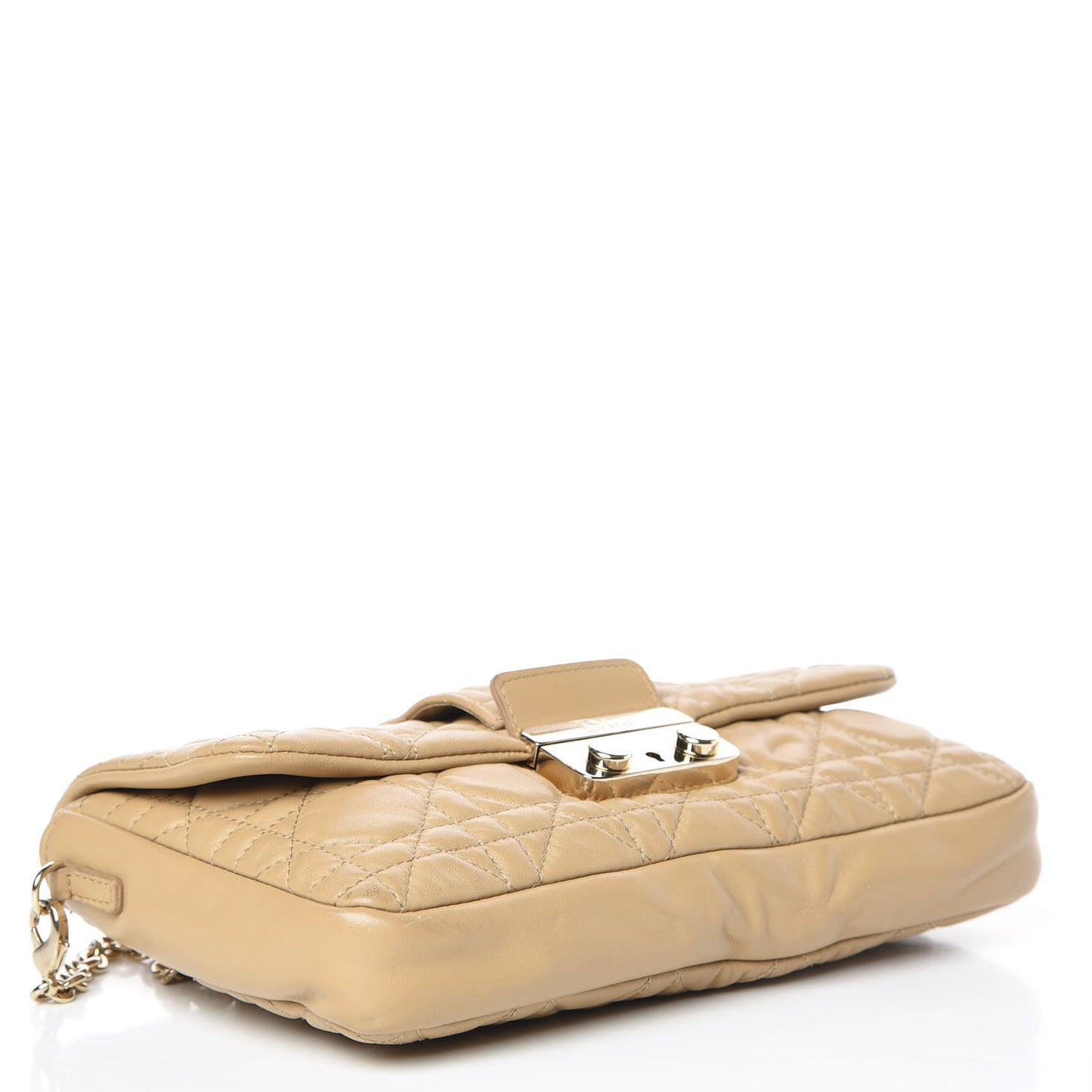 Lambskin Cannage New Lock Pouch Beige
