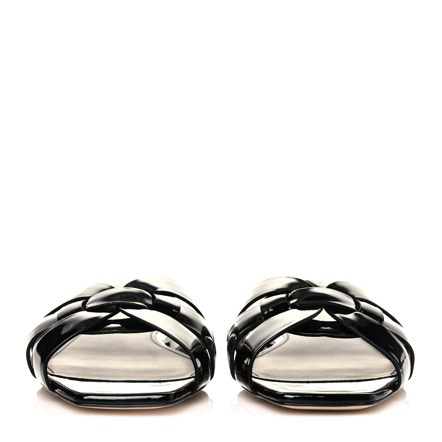 Patent Calfskin Nu Pied 05 Slide Sandals 37 Black