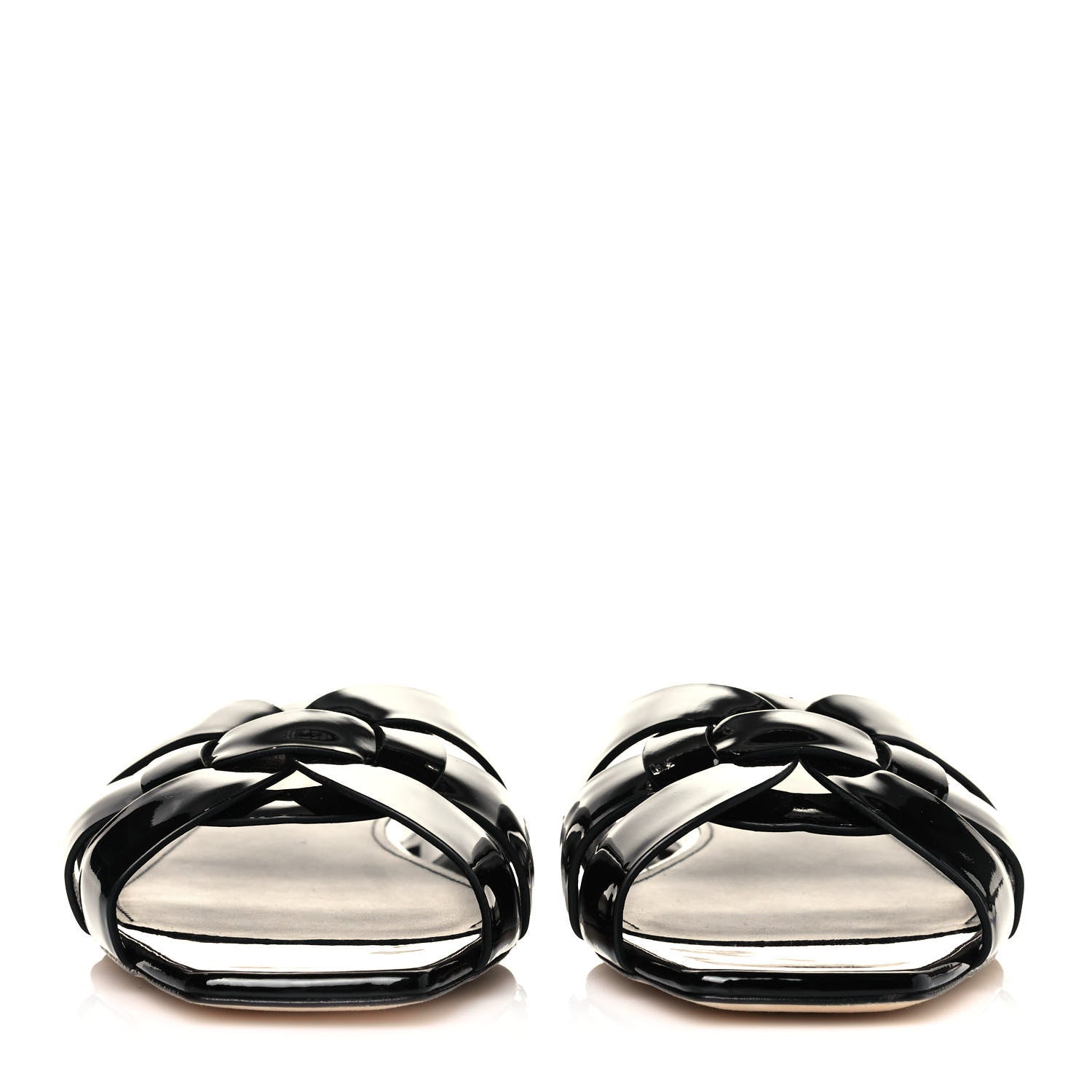 Saint Laurent Patent Calfskin Nu Pied 05 Slide Sandals 37 Black 2 of 9
