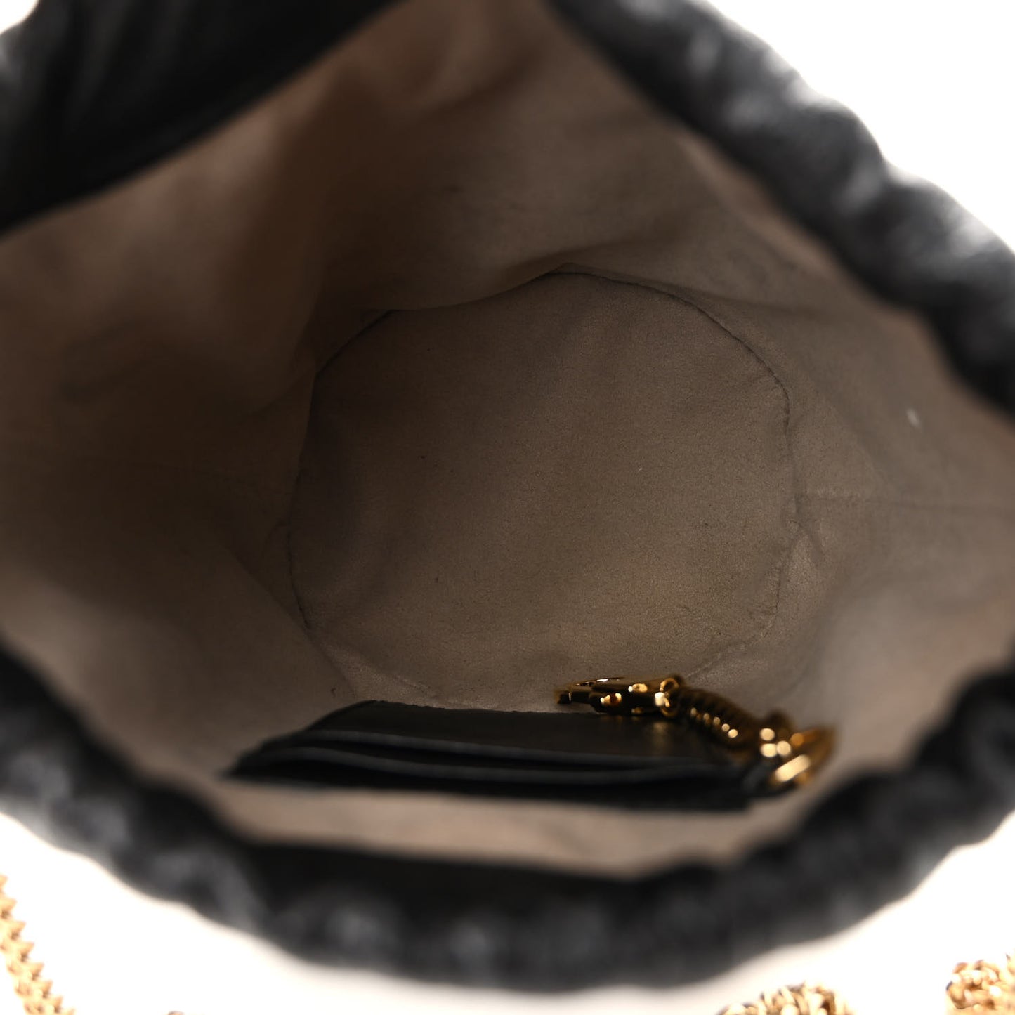 Calfskin Diagonal Striped Mini Zumi Bucket Bag Black Beige