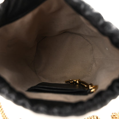 Gucci Calfskin Diagonal Striped Mini Zumi Bucket Bag Black Beige 5 of 9