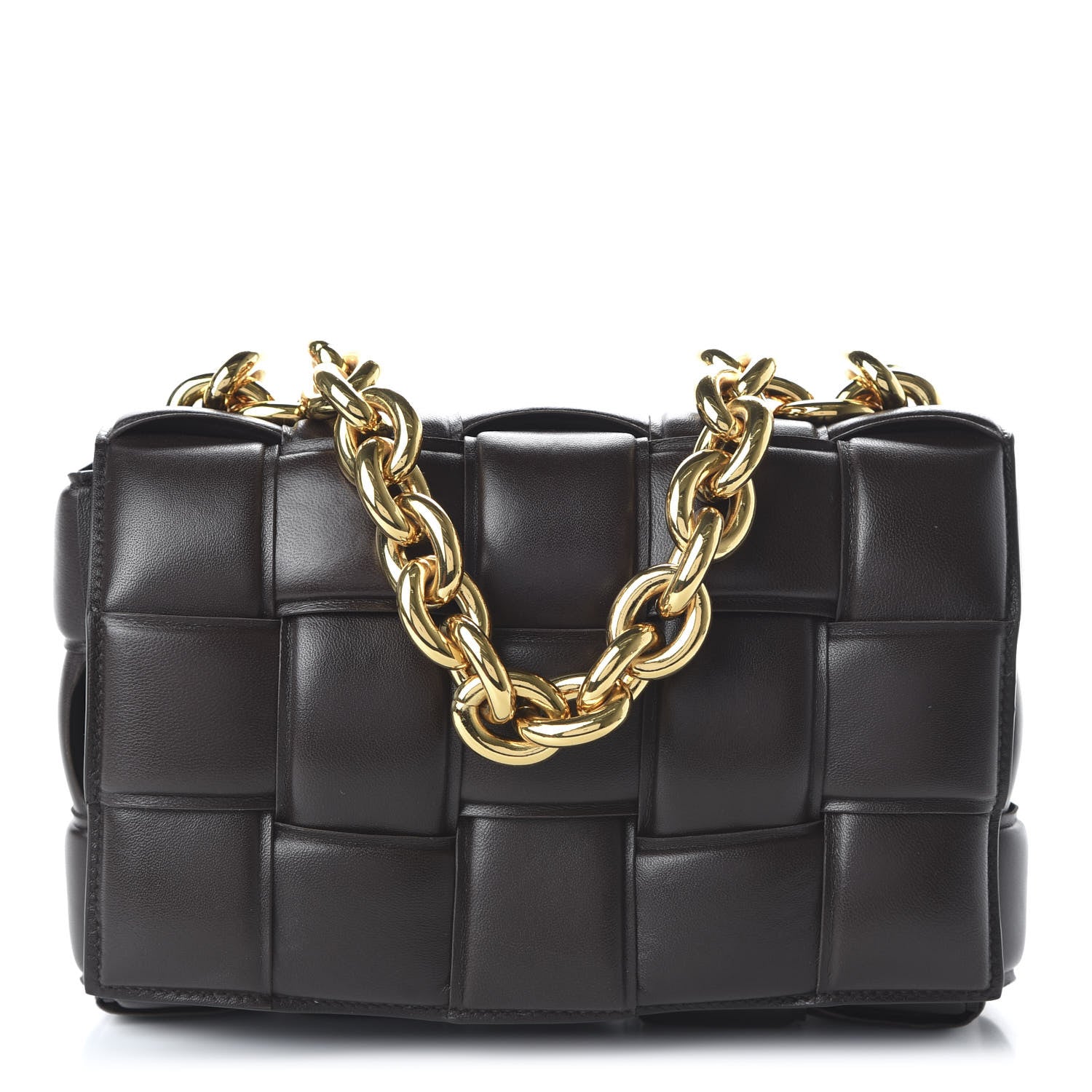 Bottega Veneta Lambskin Maxi Intreccio Padded Chain Cassette Crossbody Bag Black 1 of 9