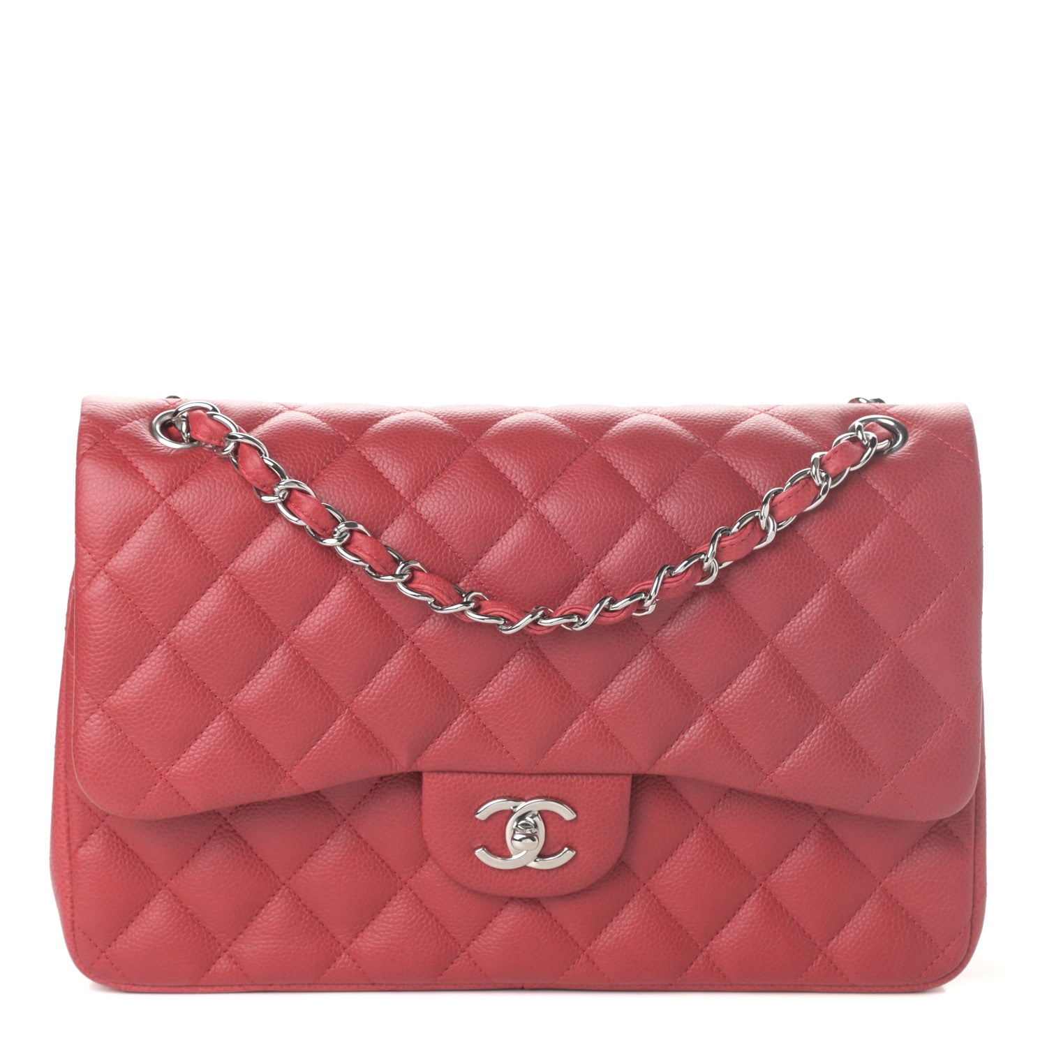 Chanel Caviar Quilted Jumbo Double Flap Red 1 of 10