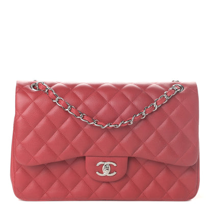 Chanel Caviar Quilted Jumbo Double Flap Red 1 of 10