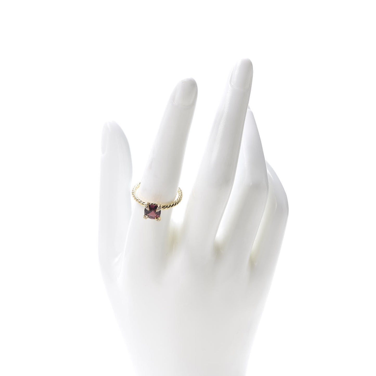 18K Yellow Gold Diamond Pink Tourmaline 7mm Chatelaine Ring 56 7.75