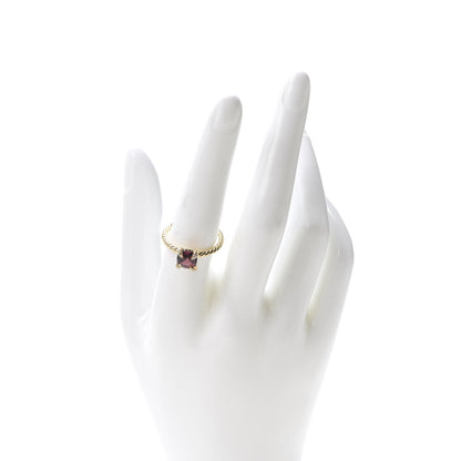 David Yurman 18K Yellow Gold Diamond Pink Tourmaline 7mm Chatelaine Ring 56 7.75 2 of 5