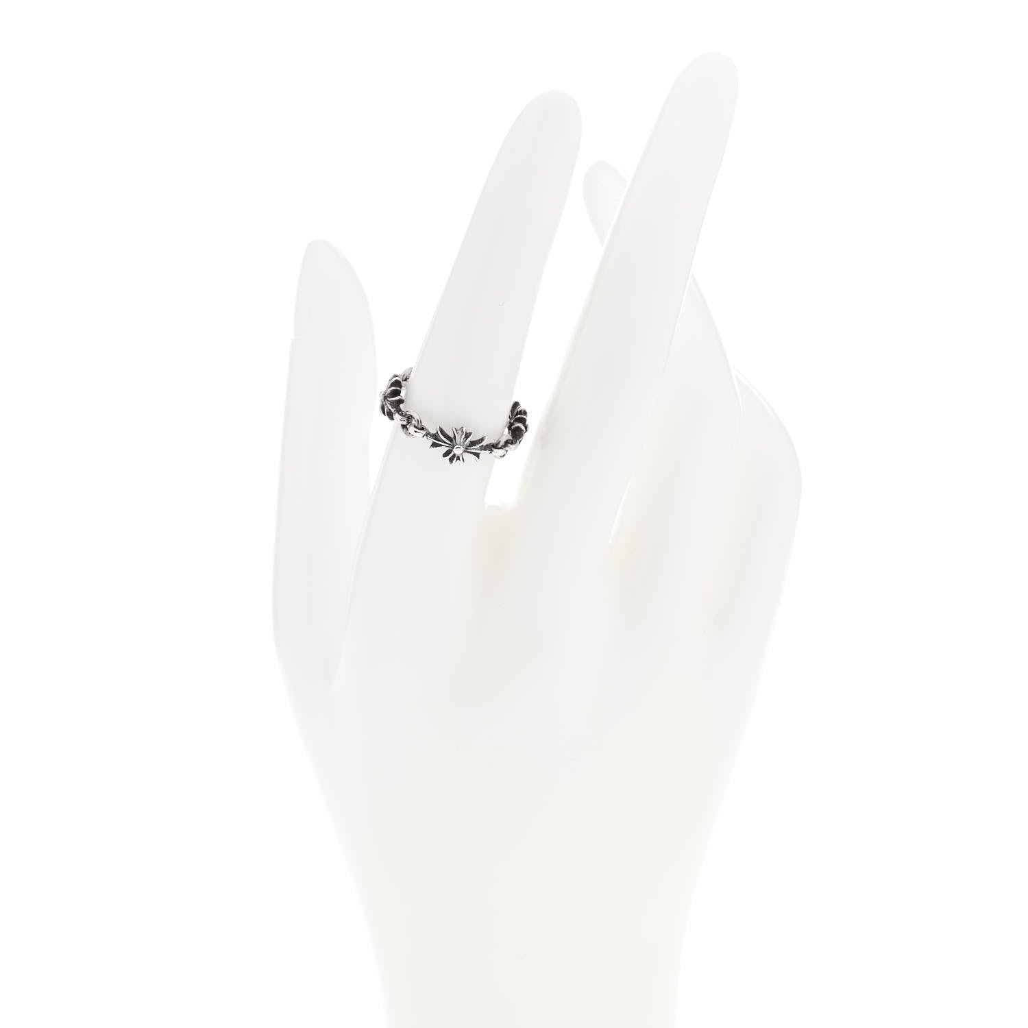Chrome Hearts Sterling Silver Tiny E CH Cross Chain Ring 51 5.75 2 of 4