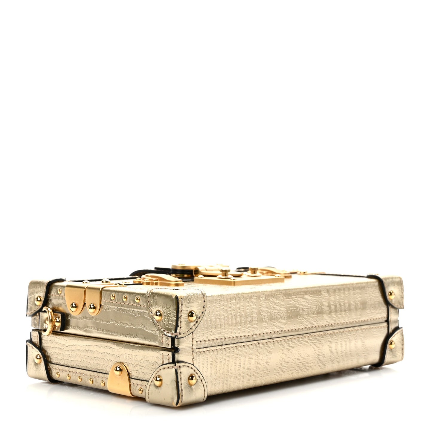 Metallic Grain De Bois Petite Malle Gold