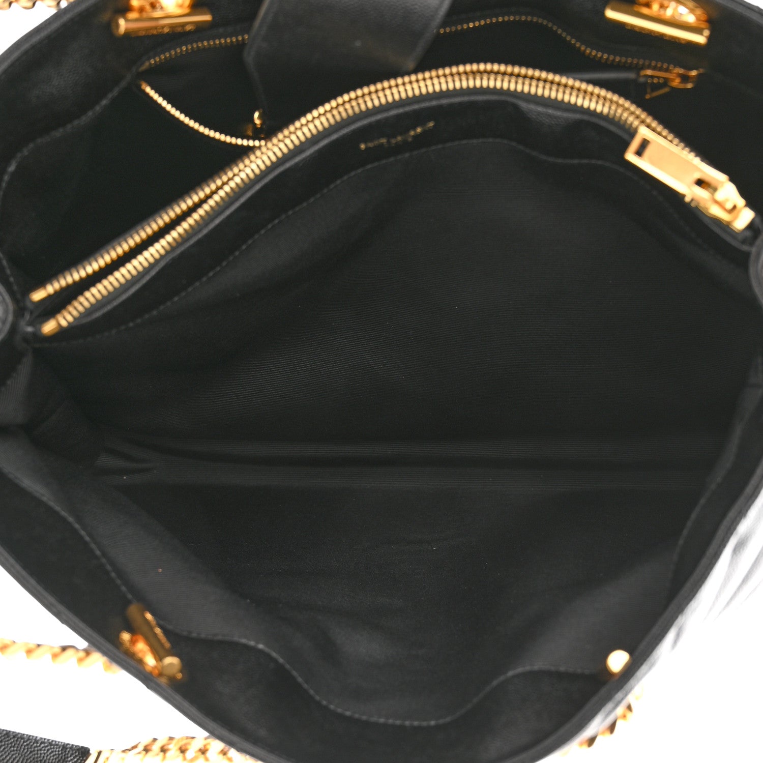 Saint Laurent Grain De Poudre Matelasse Chevron Monogram Shopping Bag Black 6 of 11