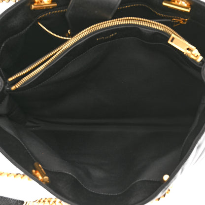 Saint Laurent Grain De Poudre Matelasse Chevron Monogram Shopping Bag Black 6 of 11