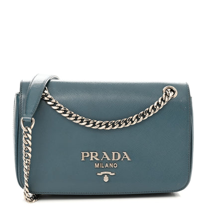 Prada Saffiano Soft Calfskin Chain Crossbody Bag Ottanio 1 of 14
