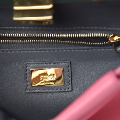 Fendi Nappa Colorblock Mini Peekaboo Iconic Satchel Rosa Fluo Oxigen Slate 10 of 11