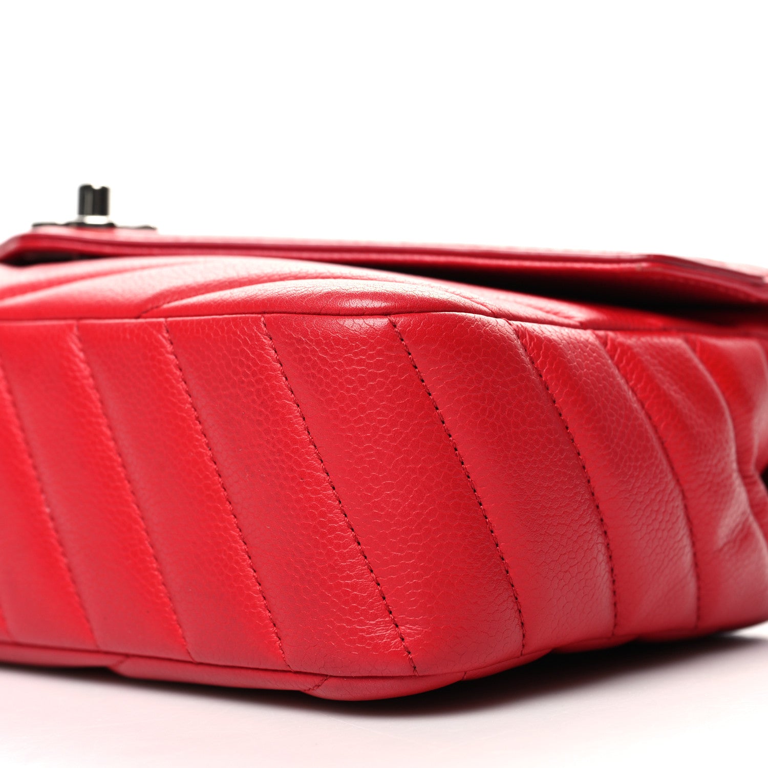 Chanel Caviar Chevron Quilted Single Flap Red 10 of 12