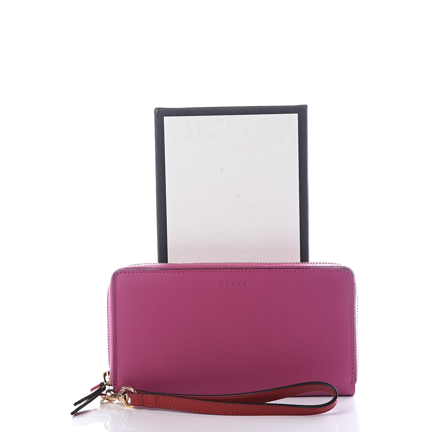 Gucci Moon Calfskin Zip Around Wrist Wallet New Rosette Hibiscus Red 9 of 9