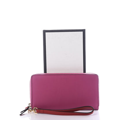 Gucci Moon Calfskin Zip Around Wrist Wallet New Rosette Hibiscus Red 9 of 9