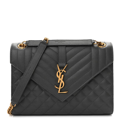 Saint Laurent Grain De Poudre Textured Mixed Matelasse Triquilt Medium Monogram Satchel Pebble 1 of 11