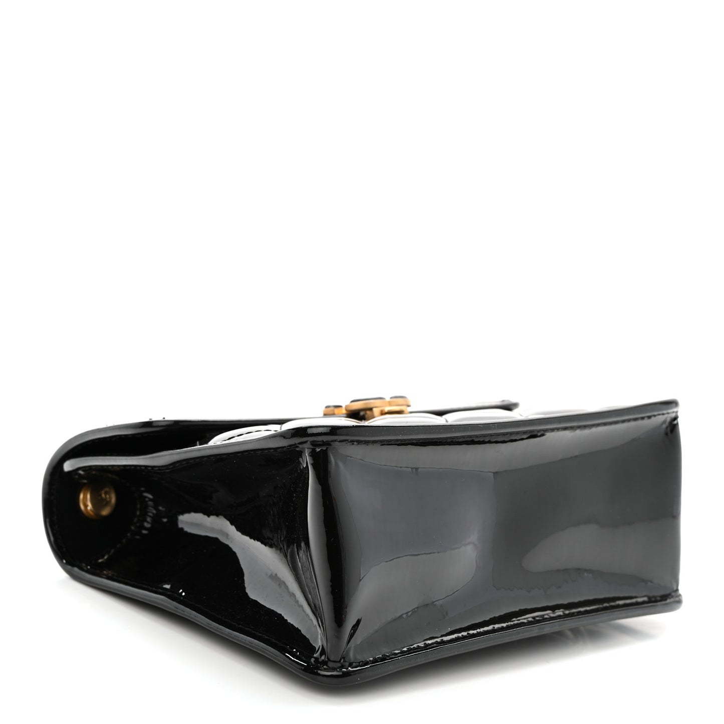 Patent Quilted Mini Graphic Catch Flap Black