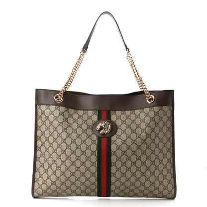 Gucci GG Supreme Monogram Large Rajah Chain Tote Beige New Acero 3 of 11