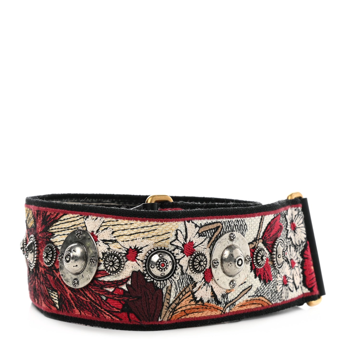 Lambskin Canvas Embroidered Floral Shoulder Strap Multicolor