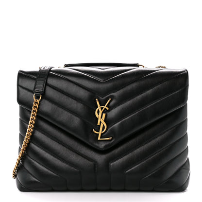 Saint Laurent Calfskin Y Quilted Monogram Medium Loulou Chain Satchel Black 1 of 11