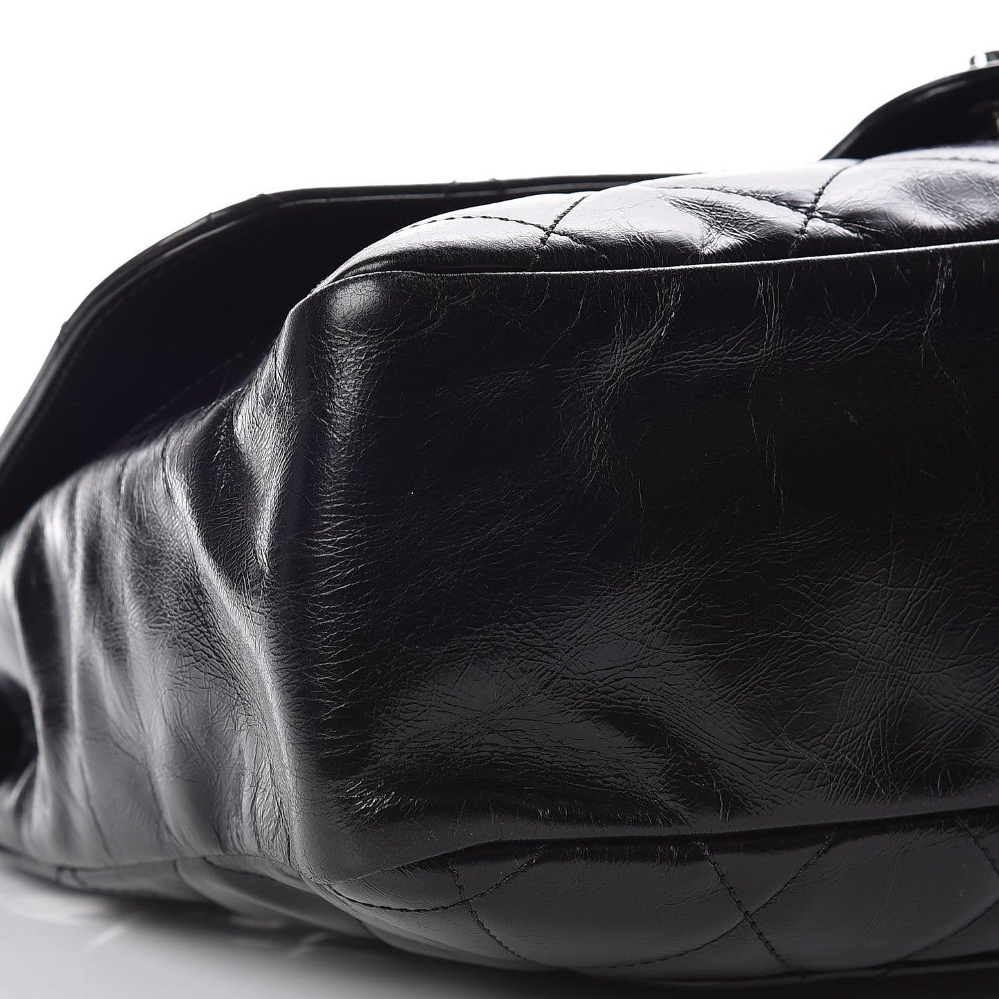 Glazed Calfskin Quilted Small CC Delivery Tote Black