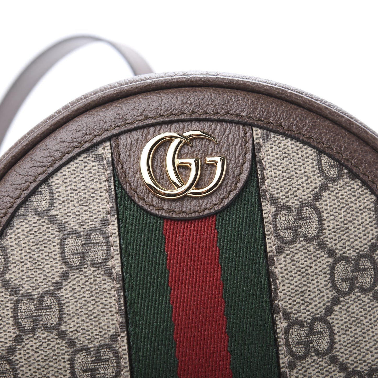 GG Supreme Monogram Web Mini Ophidia Round Backpack Brown