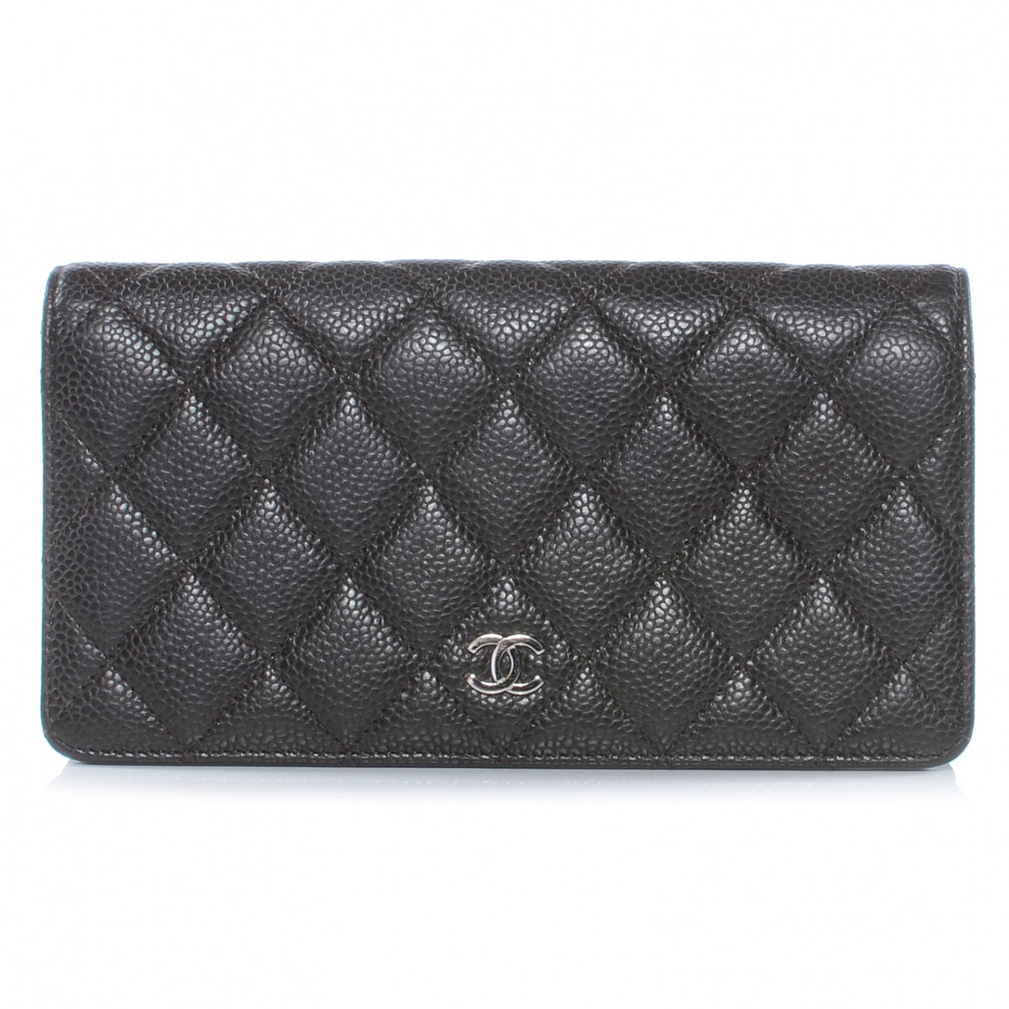 Caviar Quilted Yen Wallet Dark Brown