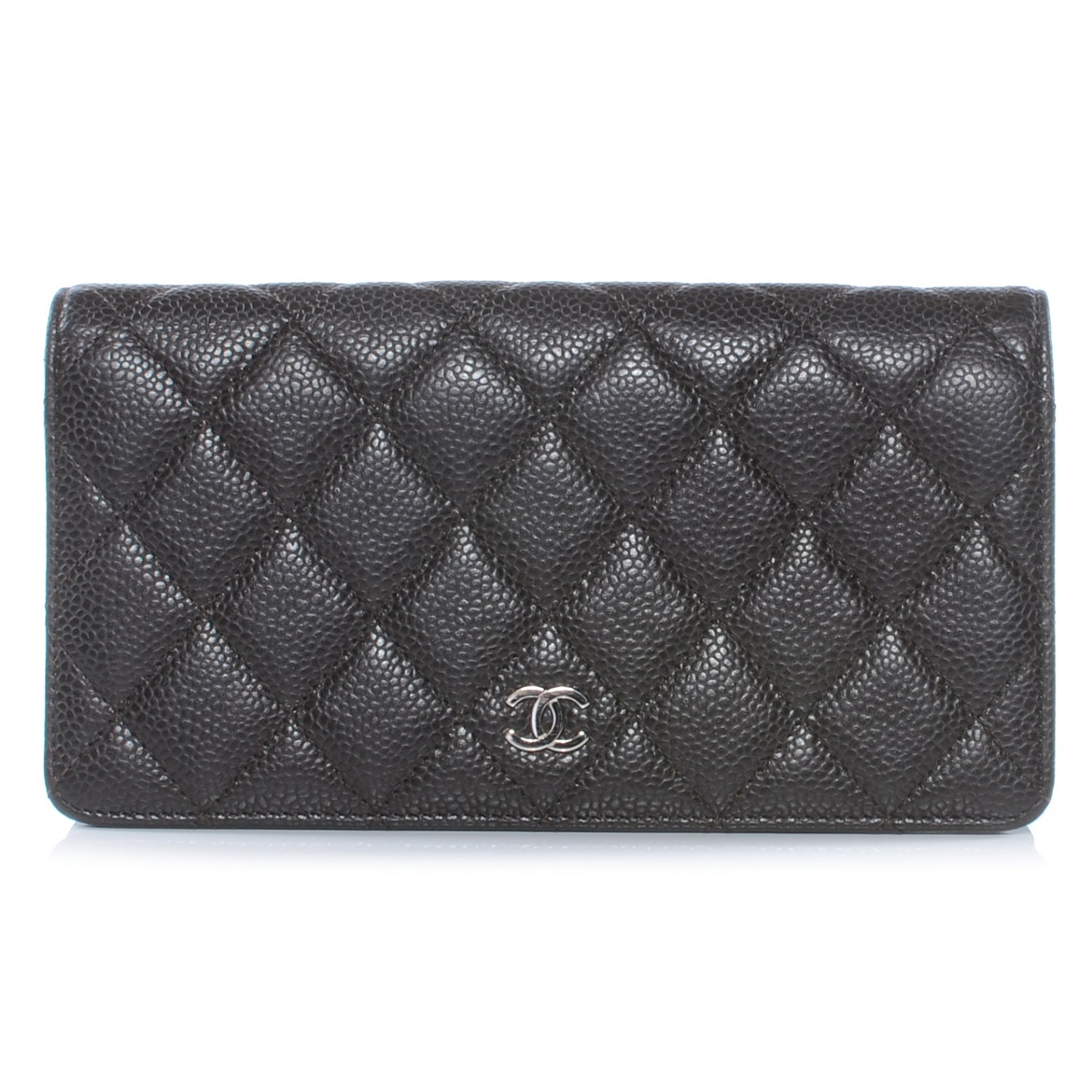 Chanel Caviar Quilted Yen Wallet Dark Brown 1 of 8