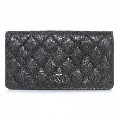 Chanel Caviar Quilted Yen Wallet Dark Brown 1 of 8