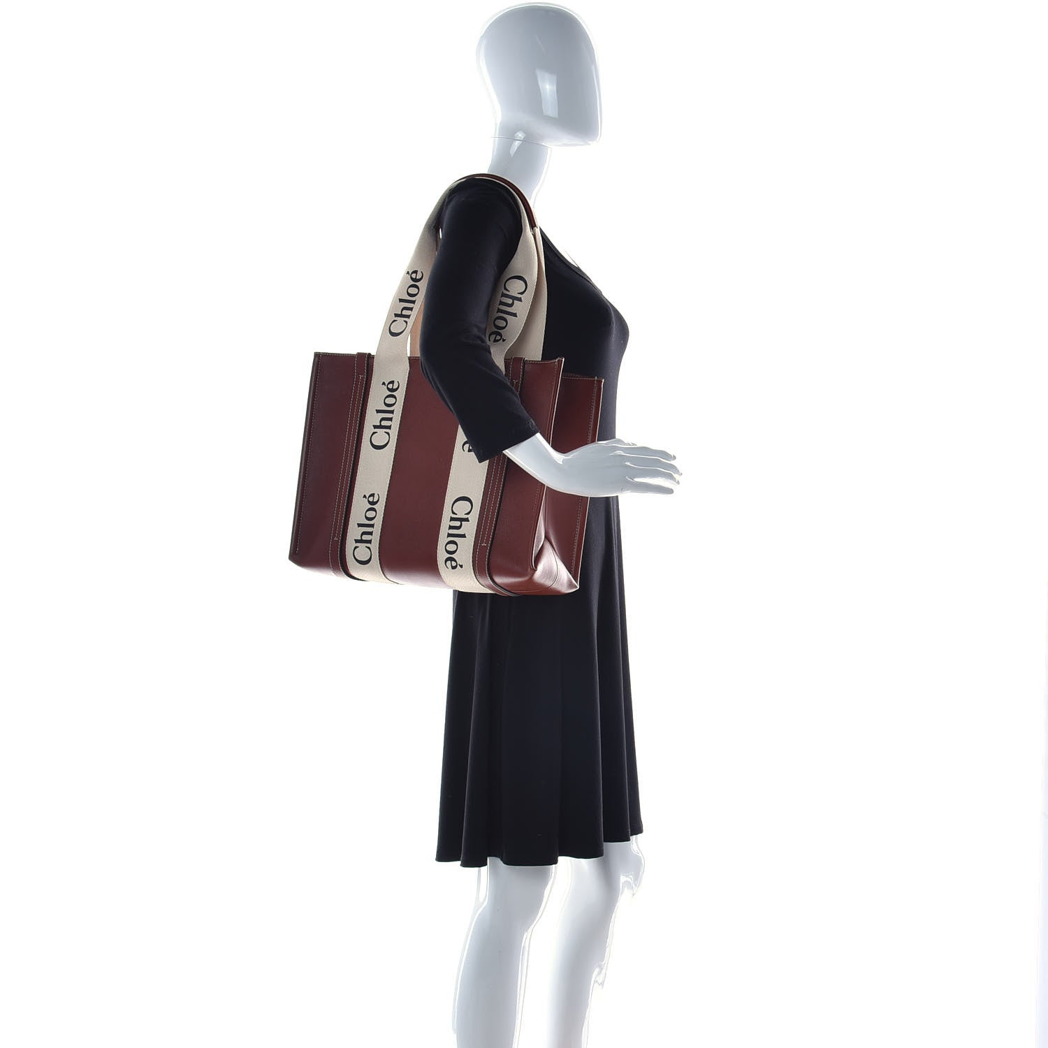 Chloe Calfskin Medium Woody Ribbon Tote Sepia Brown 4 of 12