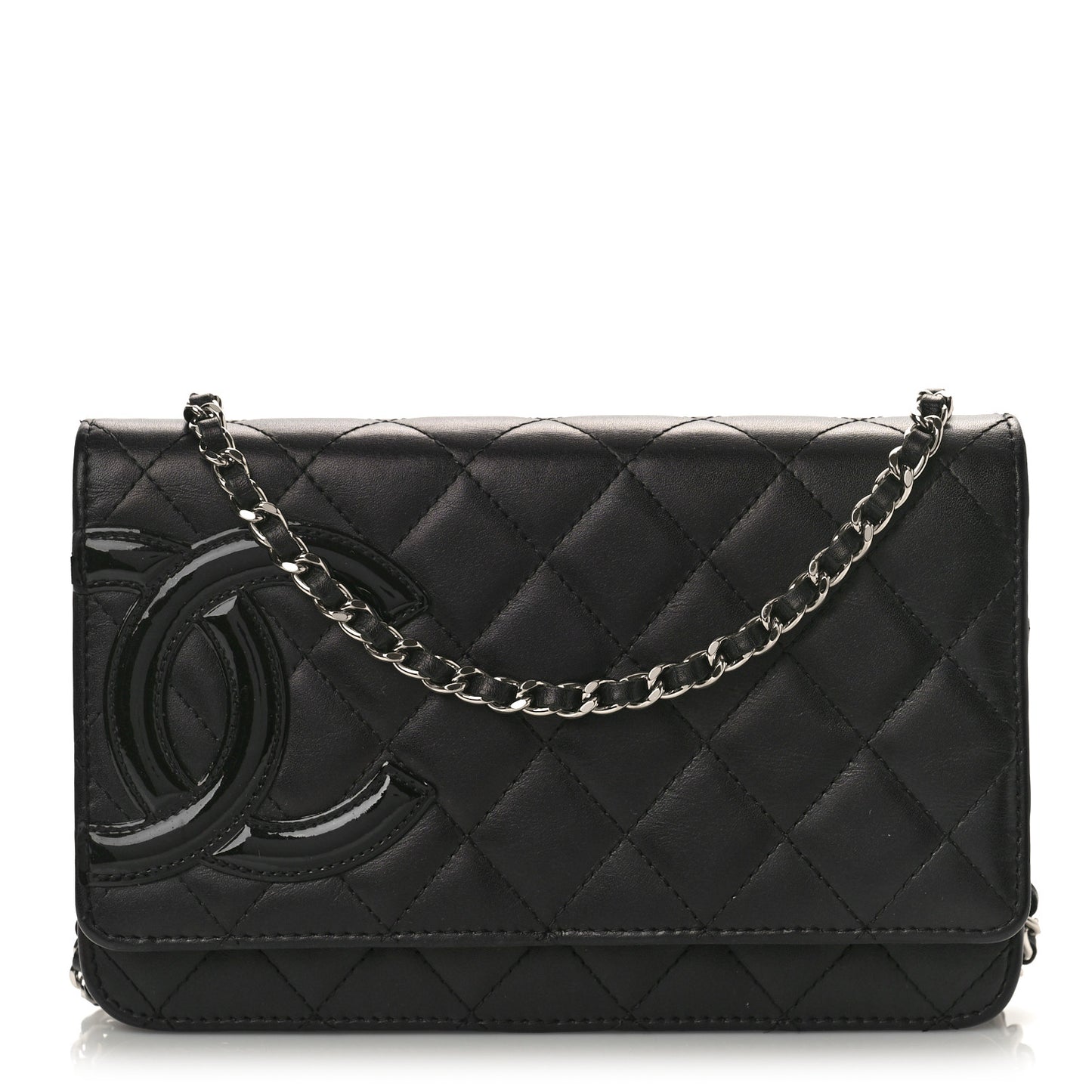 Calfskin Quilted Cambon Wallet on Chain WOC Black