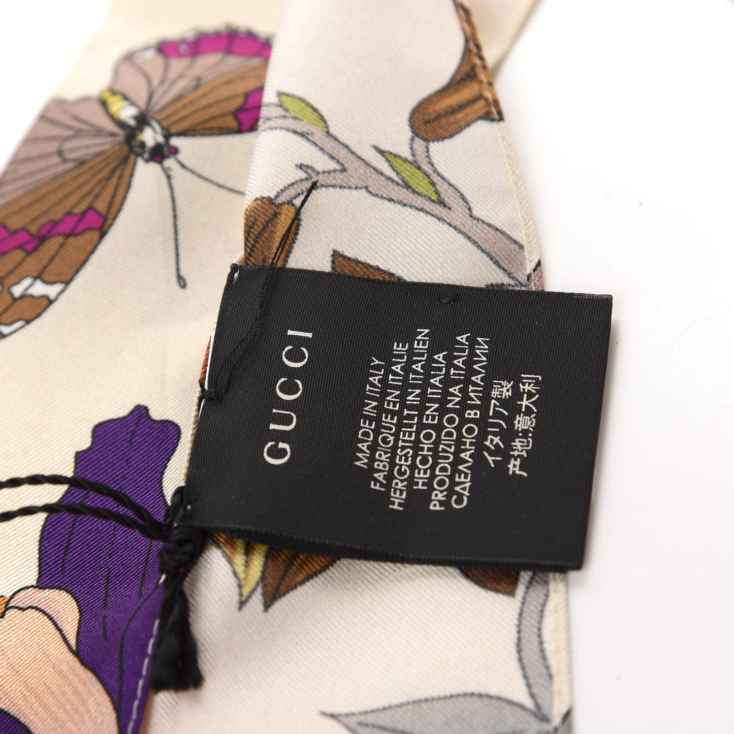 Silk Twill Flora Neck Bow White Multicolor