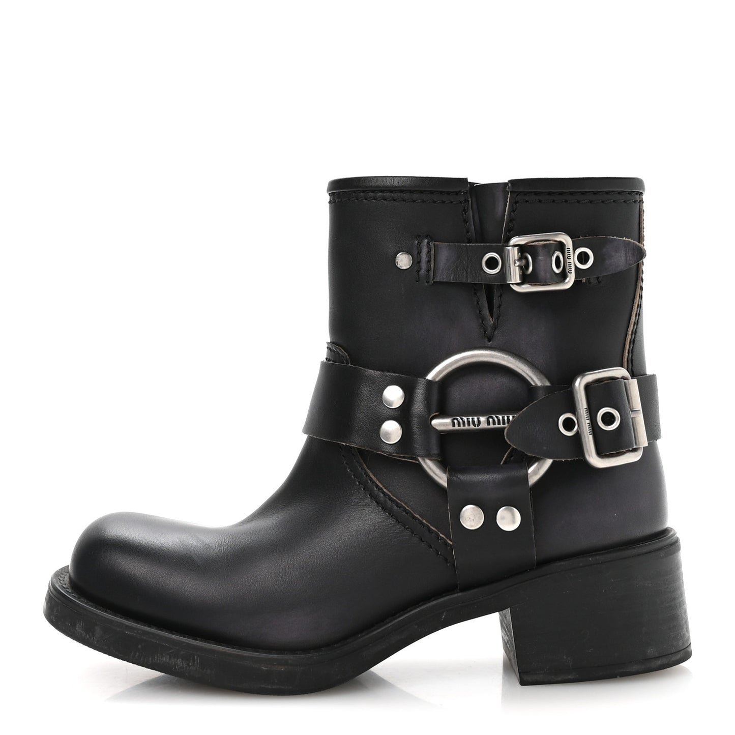 Calfskin Harness Enigneer Boots 37 Black