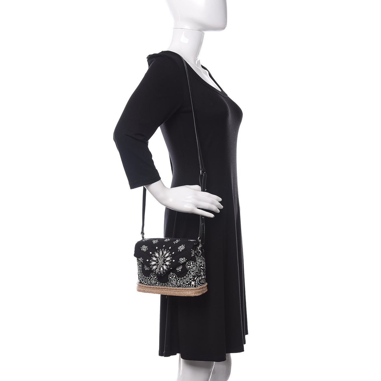 Cotton Bandana Y Quilted Monogram Toy Loulou Crossbody Bag Black White
