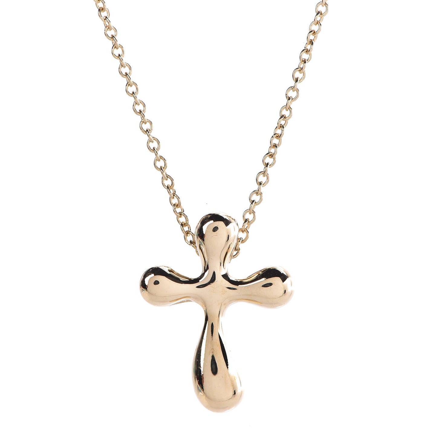 18k Yellow Gold 12mm Elsa Peretti Cross Pendant Necklace