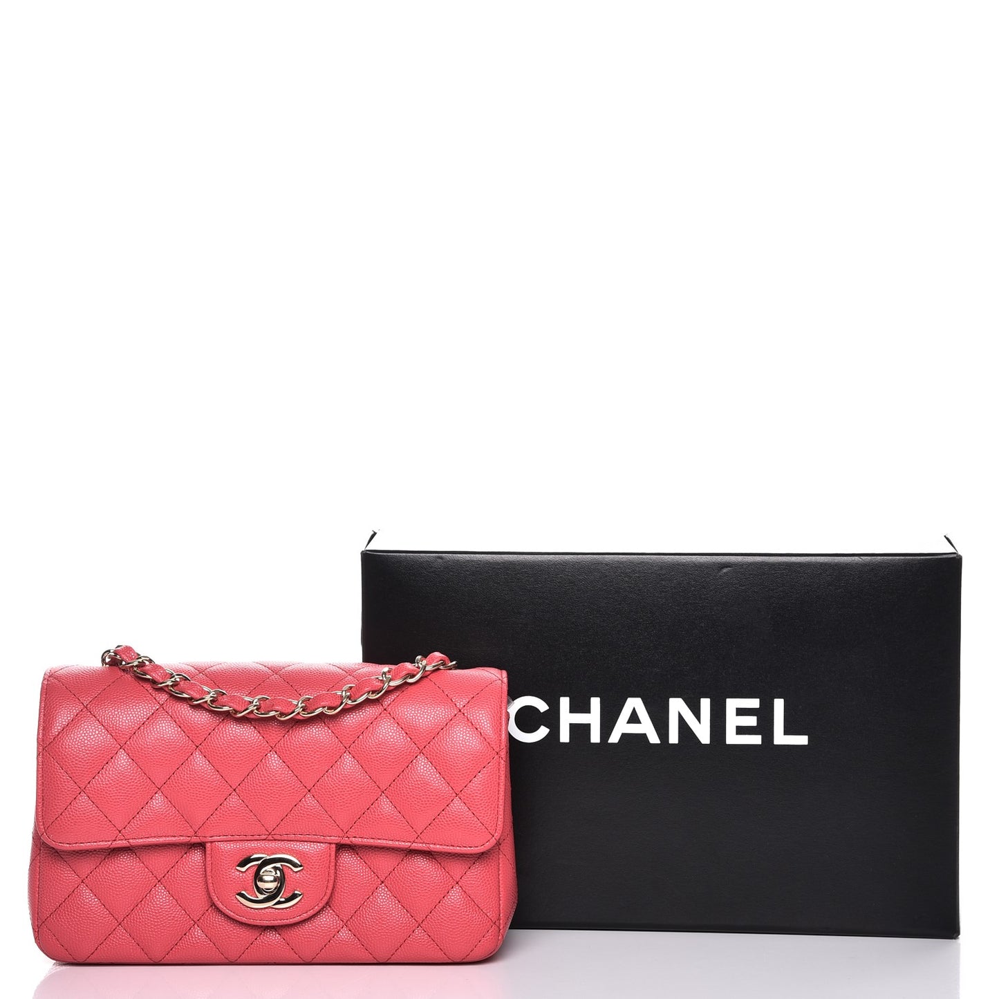 Caviar Quilted Mini Rectangular Flap Dark Pink