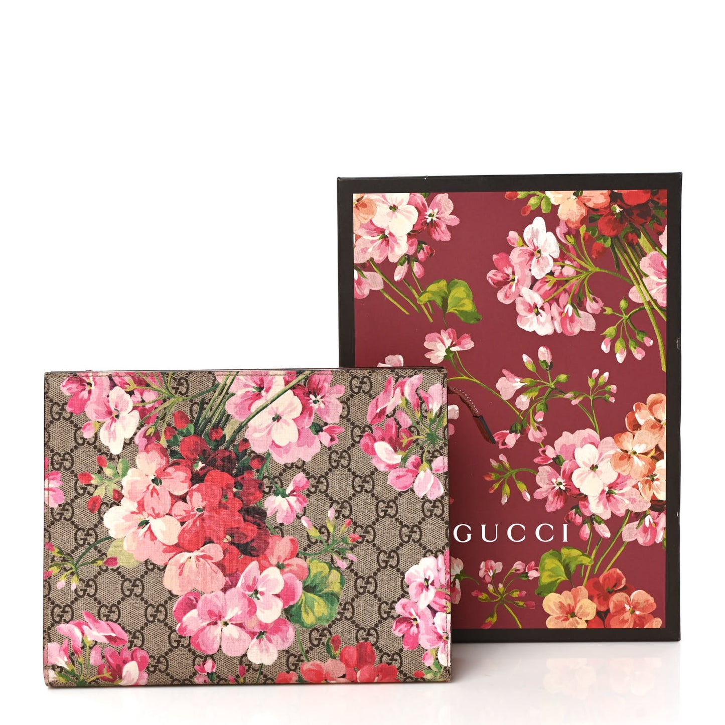 GG Supreme Monogram Blooms Large Cosmetic Case Beige Multicolor Dry Rose