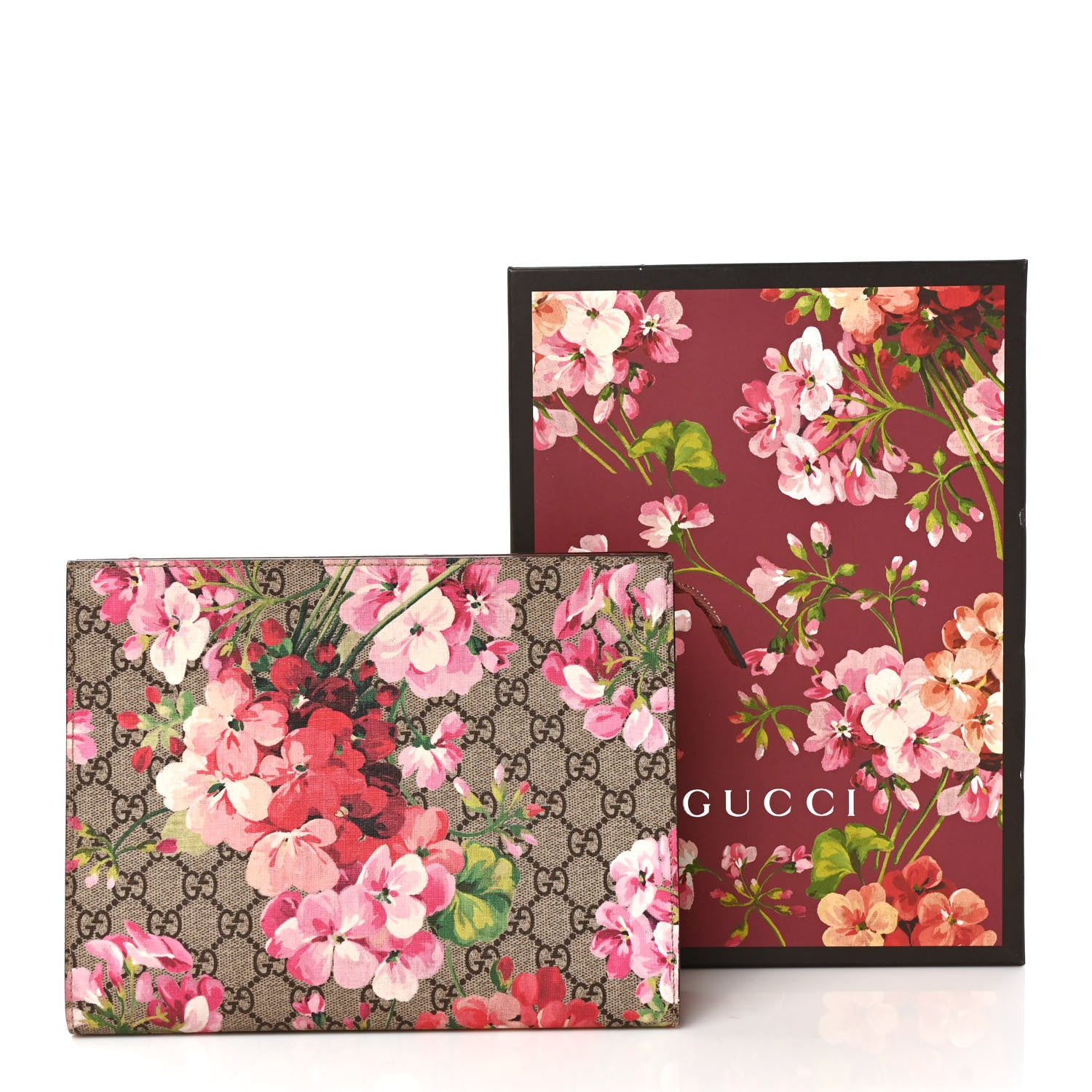Gucci GG Supreme Monogram Blooms Large Cosmetic Case Beige Multicolor Dry Rose 8 of 8