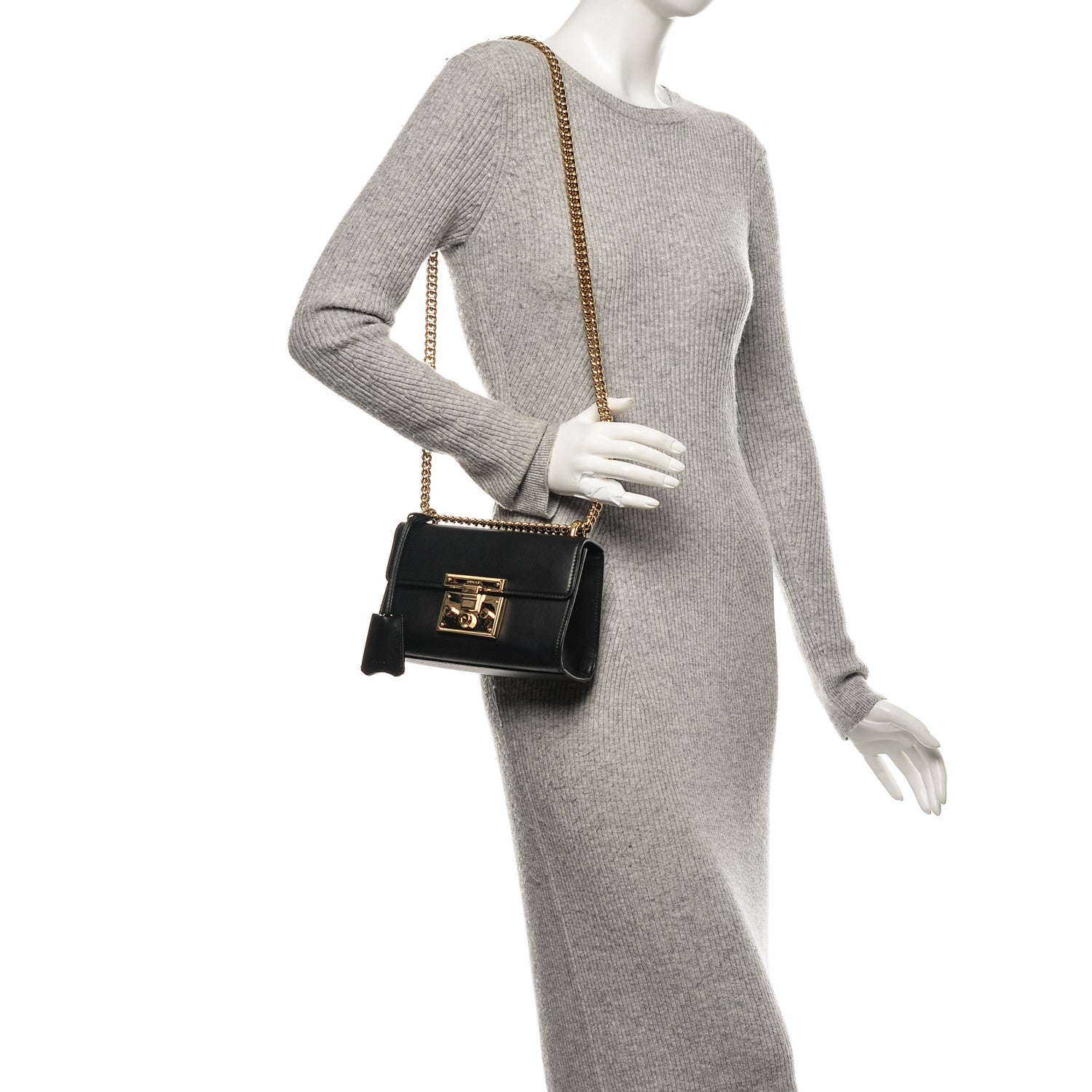 Gucci Calfskin Small Padlock Shoulder Bag Black 2 of 8