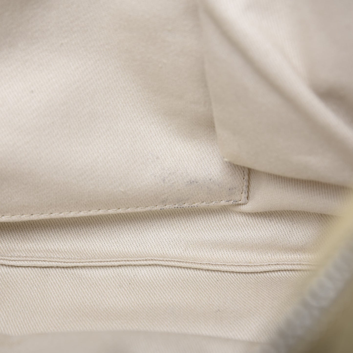 Calfskin Contrast Stitch Tote Beige