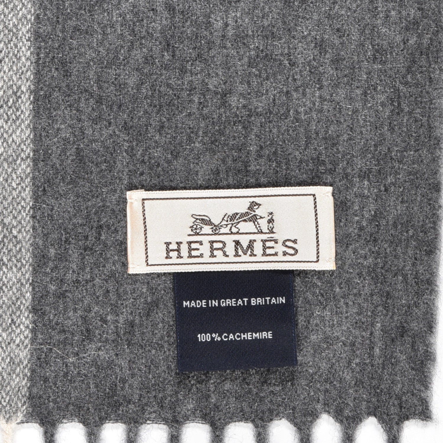 Hermes Cashmere Summer Block Muffler Gris Chine 5 of 5