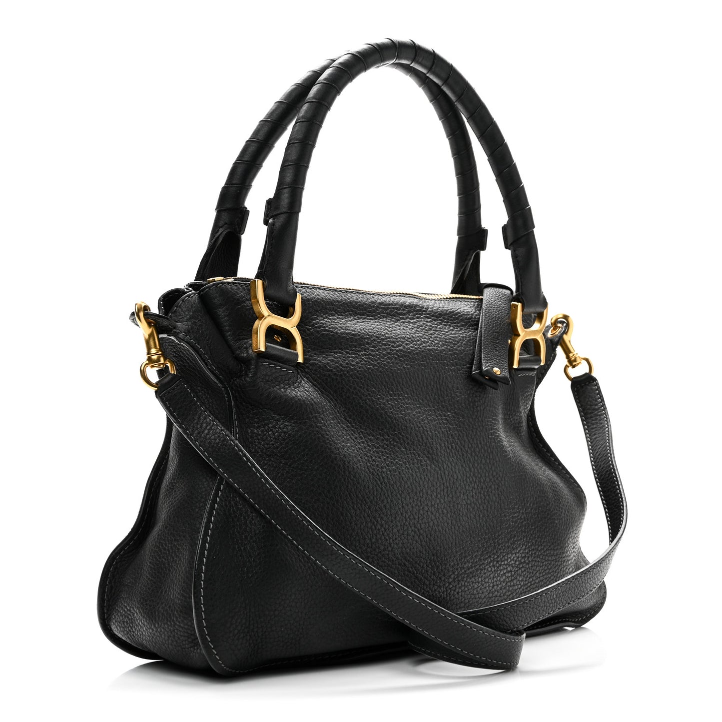 Calfskin Medium Marcie Satchel Black